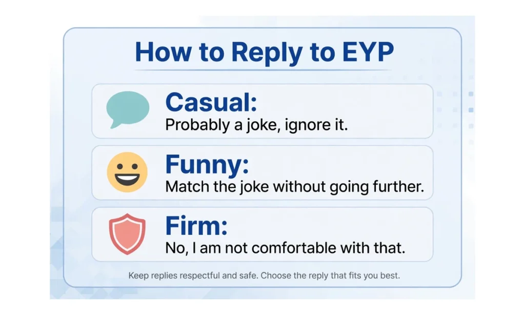 A reply card showing casual, funny, and firm reply options